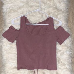 Half off the shoulder cropped shirt